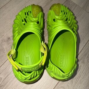 CROCS Neon Lime Green Foam Clogs with Heel Strap